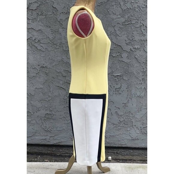 Calvin Klein Sz 4 Yellow Black Color Block Sheath Pencil Dress Stretch NWT NEW! - Picture 7 of 11